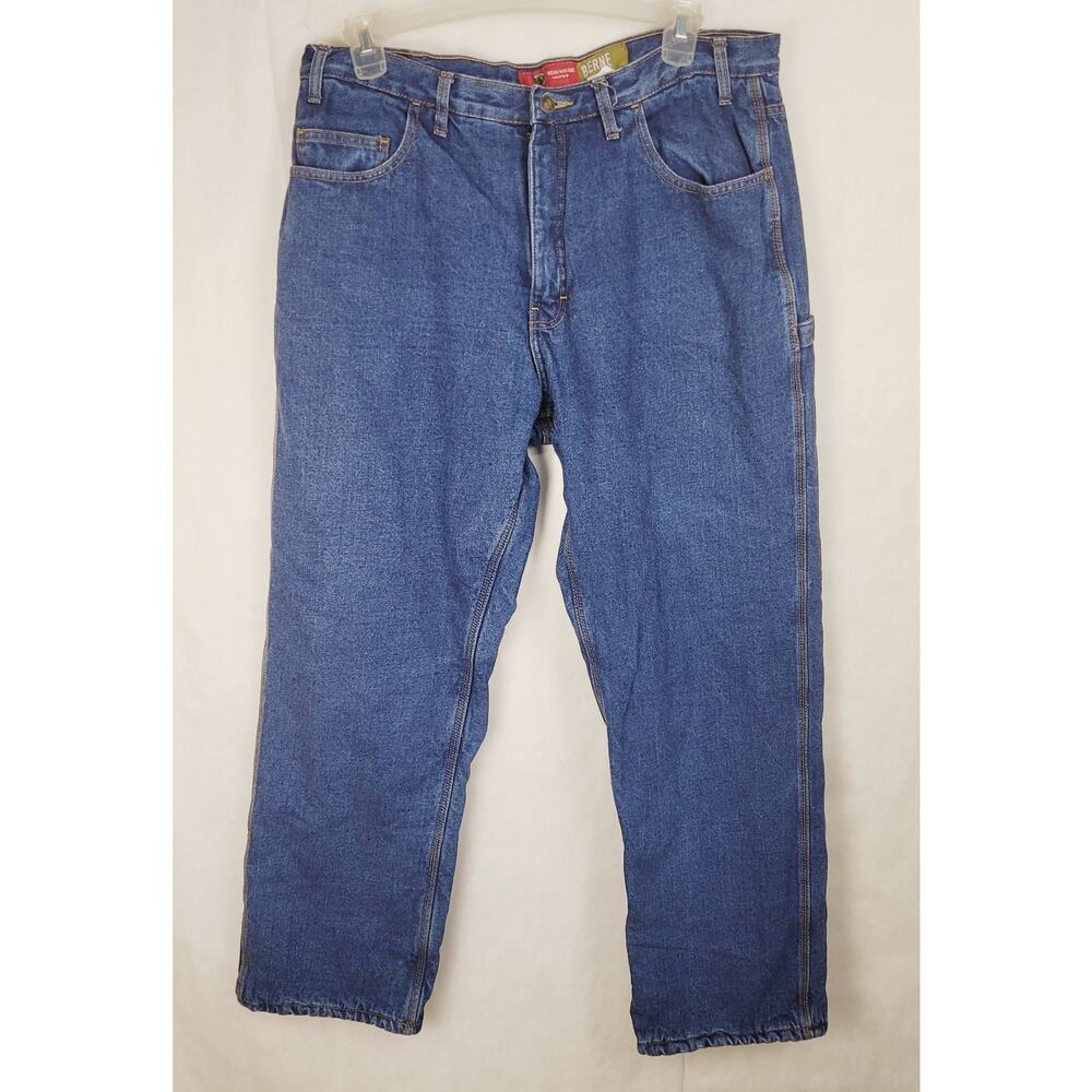 Berne Original Work Jeans fully flannel lined size 38x32 Workwear Warm Outdoors